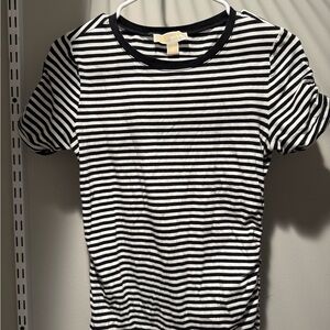 Michael Kors Black and White Striped Top